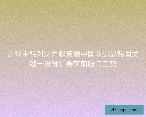 足球中韩对决再起波澜中国队迎战韩国关键一役解析赛前前瞻与走势
