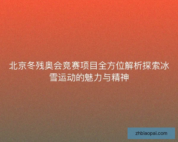 北京冬残奥会竞赛项目全方位解析探索冰雪运动的魅力与精神 北京冬残奥会竞赛项目全方位解析探索冰雪运动的魅力与精神