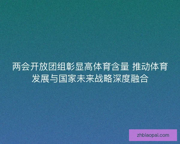 两会开放团组彰显高体育含量 推动体育发展与国家未来战略深度融合